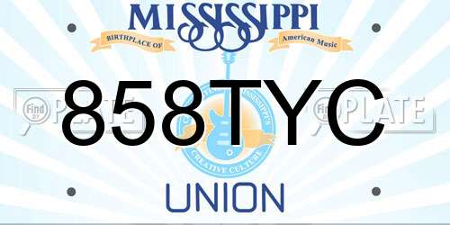 858TYC Mississippi License Plate