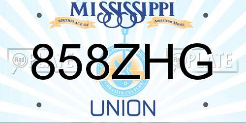 858ZHG Mississippi License Plate
