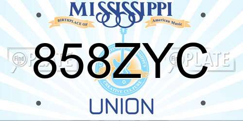 858ZYC Mississippi License Plate