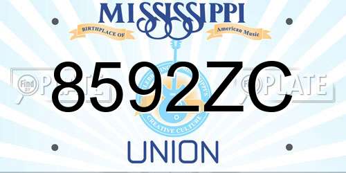 8592ZC Mississippi License Plate