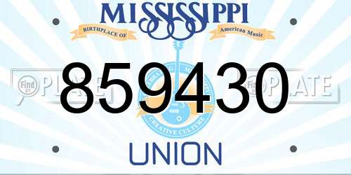 859430 Mississippi License Plate