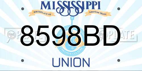 8598BD Mississippi License Plate