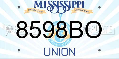 8598BO Mississippi License Plate