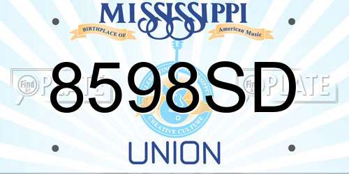8598SD Mississippi License Plate