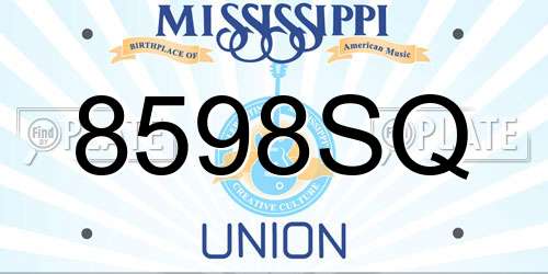 8598SQ Mississippi License Plate