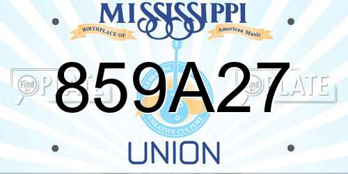 859A27 Mississippi License Plate