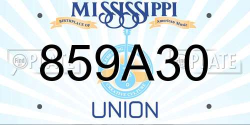 859A30 Mississippi License Plate