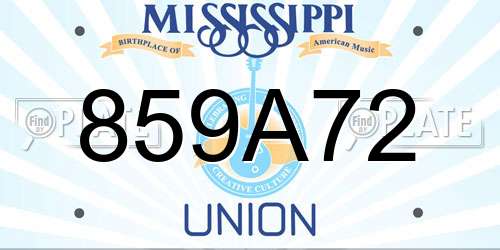 859A72 Mississippi License Plate