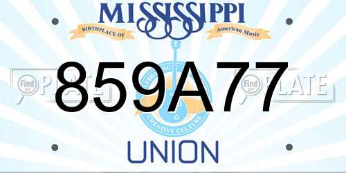 859A77 Mississippi License Plate