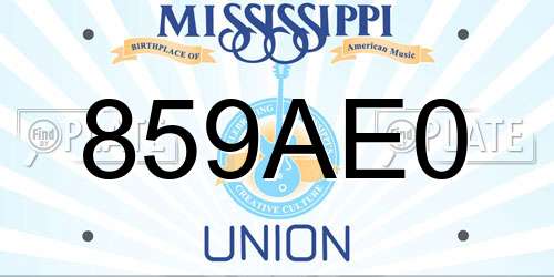 859AE0 Mississippi License Plate