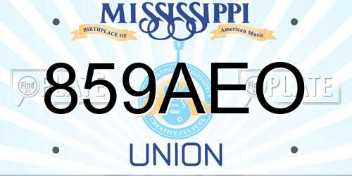 859AEO Mississippi License Plate