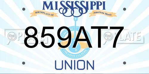 859AT7 Mississippi License Plate