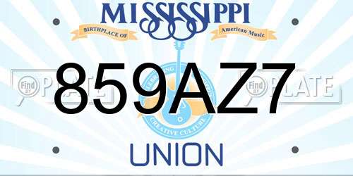 859AZ7 Mississippi License Plate