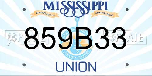 859B33 Mississippi License Plate