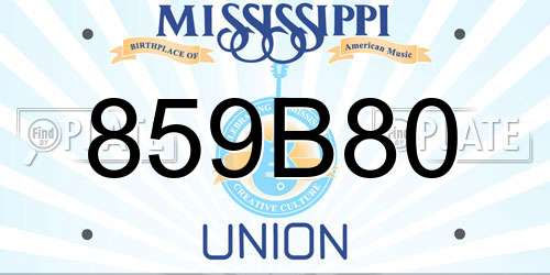 859B80 Mississippi License Plate