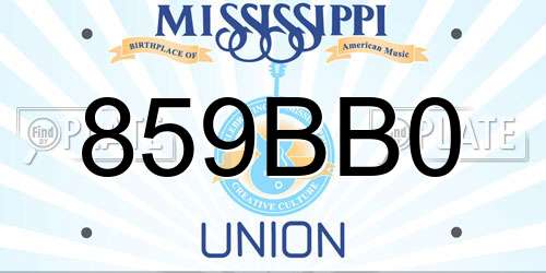 859BB0 Mississippi License Plate