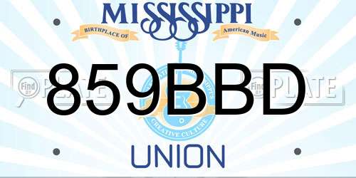 859BBD Mississippi License Plate