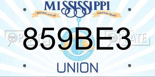 859BE3 Mississippi License Plate
