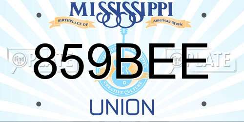 859BEE Mississippi License Plate