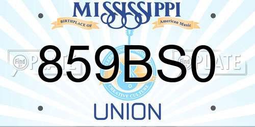859BS0 Mississippi License Plate