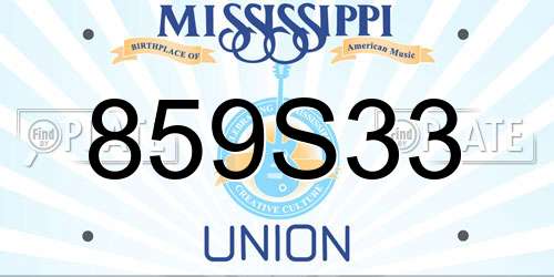 859S33 Mississippi License Plate