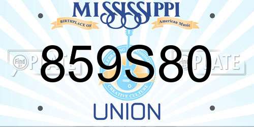 859S80 Mississippi License Plate