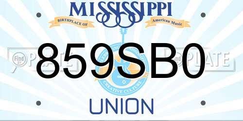 859SB0 Mississippi License Plate