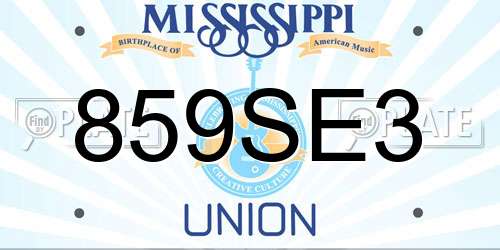 859SE3 Mississippi License Plate
