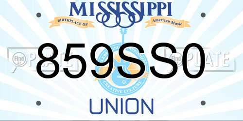 859SS0 Mississippi License Plate