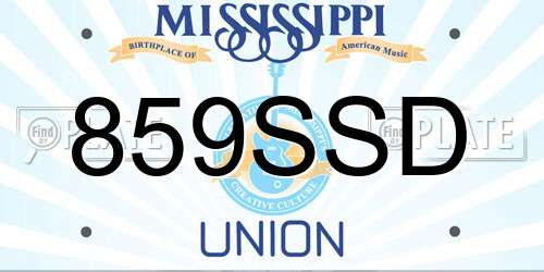 859SSD Mississippi License Plate