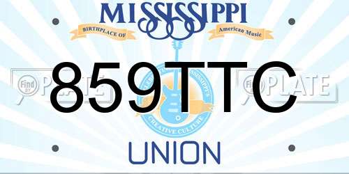 859TTC Mississippi License Plate