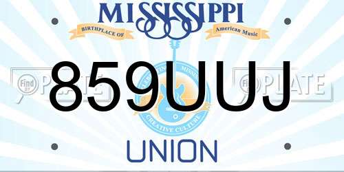 859UUJ Mississippi License Plate
