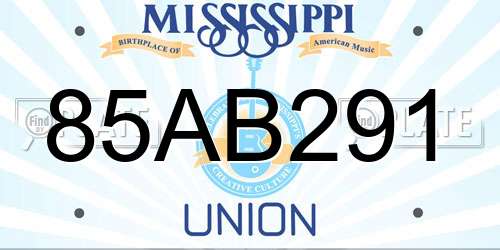 85AB291 Mississippi License Plate