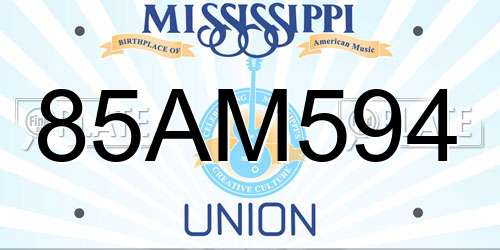85AM594 Mississippi License Plate