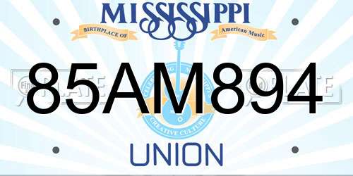 85AM894 Mississippi License Plate
