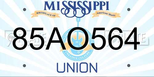 85AO564 Mississippi License Plate