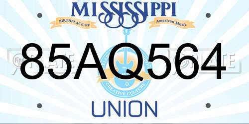 85AQ564 Mississippi License Plate