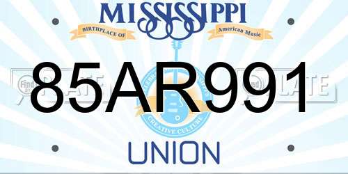 85AR991 Mississippi License Plate