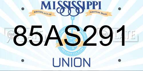 85AS291 Mississippi License Plate