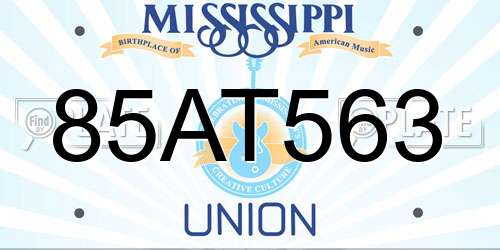 85AT563 Mississippi License Plate