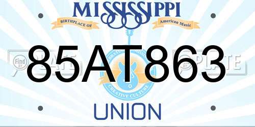 85AT863 Mississippi License Plate