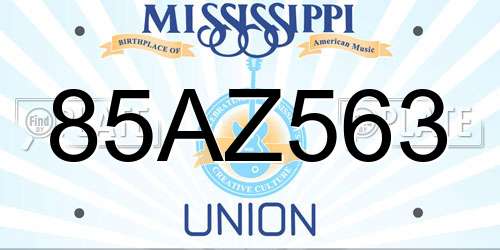85AZ563 Mississippi License Plate