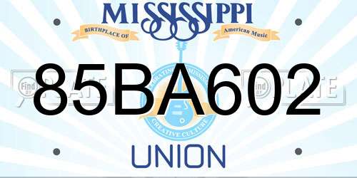85BA602 Mississippi License Plate