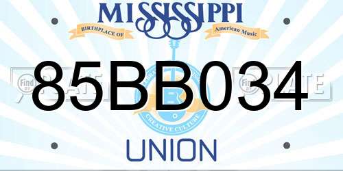 85BB034 Mississippi License Plate