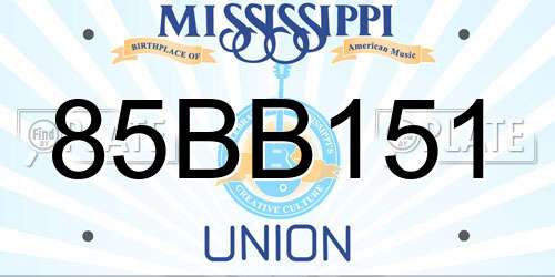 85BB151 Mississippi License Plate