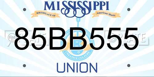 85BB555 Mississippi License Plate