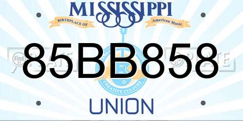 85BB858 Mississippi License Plate