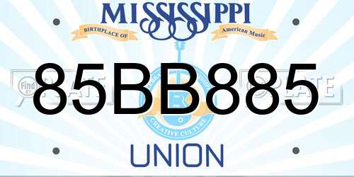 85BB885 Mississippi License Plate