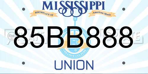 85BB888 Mississippi License Plate