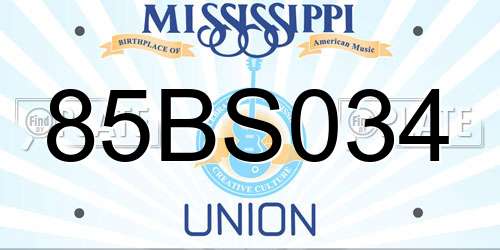 85BS034 Mississippi License Plate